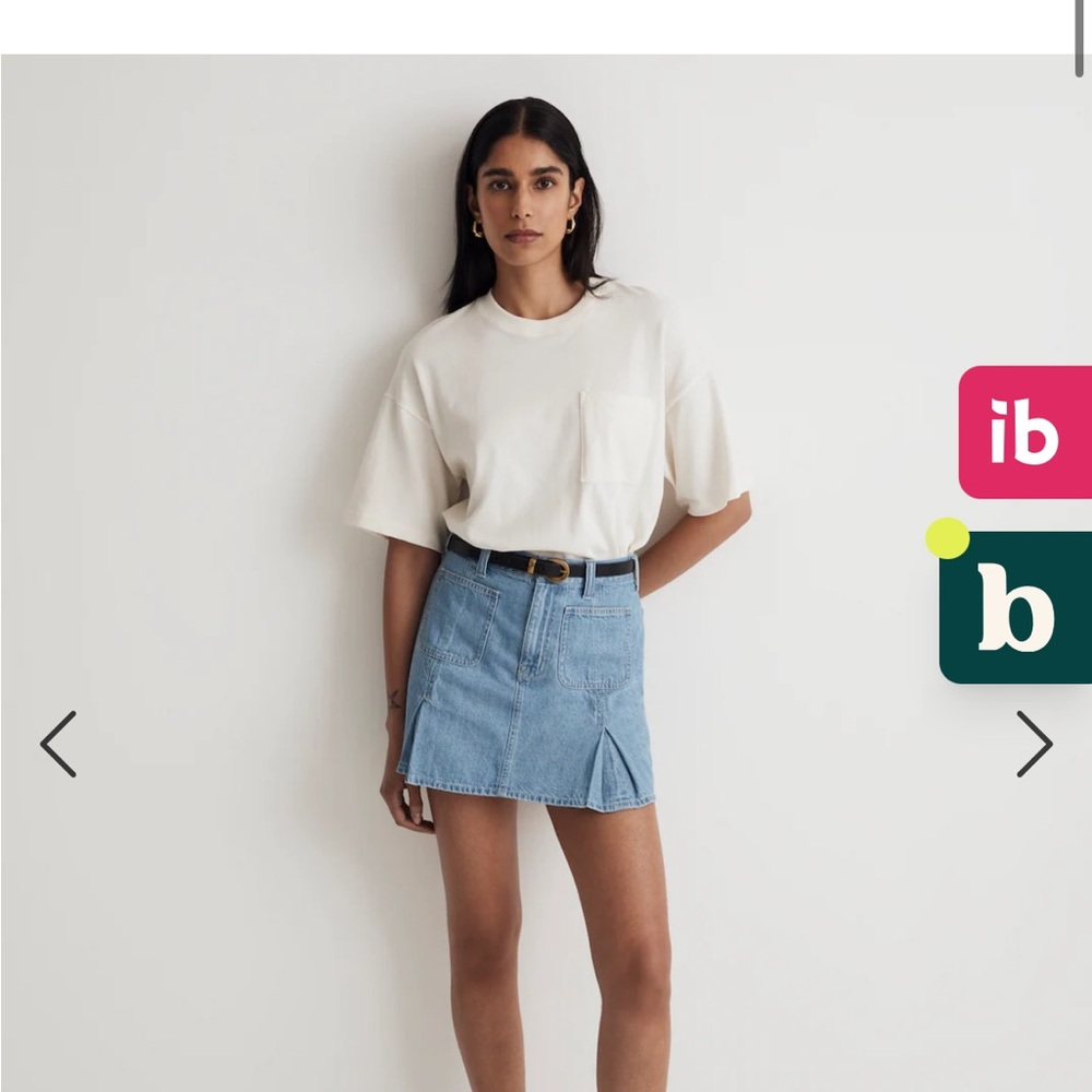 NWOT Madewell Pleated Denim Mini Skirt in Stilecrost Wash